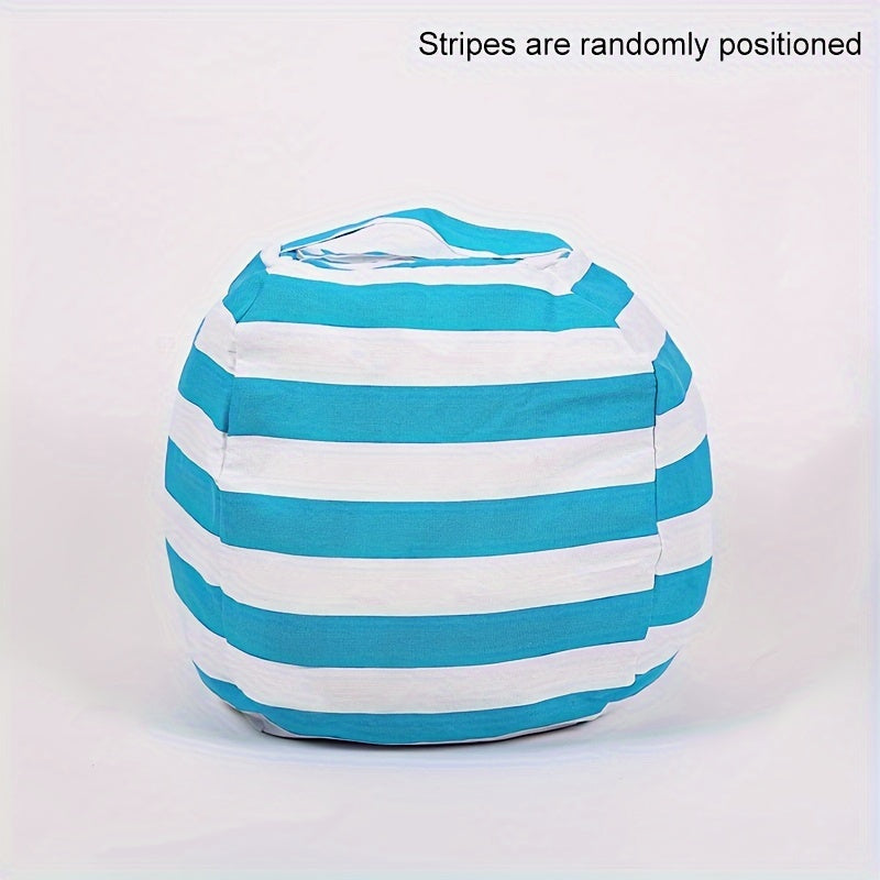 Bean bag chair cover with stripes in a 1-pack, designed for kids. Can fit multiple sizes of stuffed animals and has a zipper for easy access. Doubles as a portable quilt organizer and creative floor cushion sofa for children.