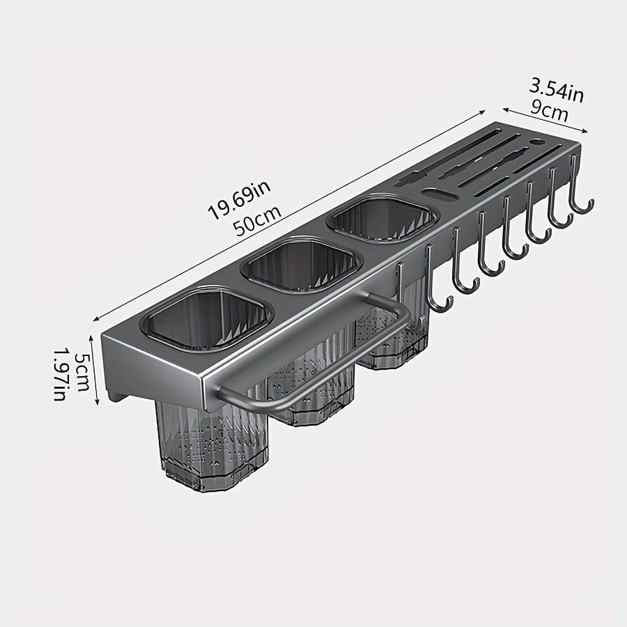 Tool Storage Organizer for Kitchen with Multiple Functions including Utensil and Knife Holder, Wall-Mounted Cutlery Rack, and Tool Storage Rack