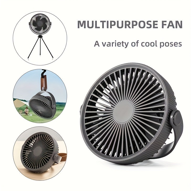 1 unit of a Portable Tripod Table Fan, featuring a High-Velocity USB Desk Fan made of durable ABS material. Its easy-to-carry design makes it perfect for both outdoor and home use.