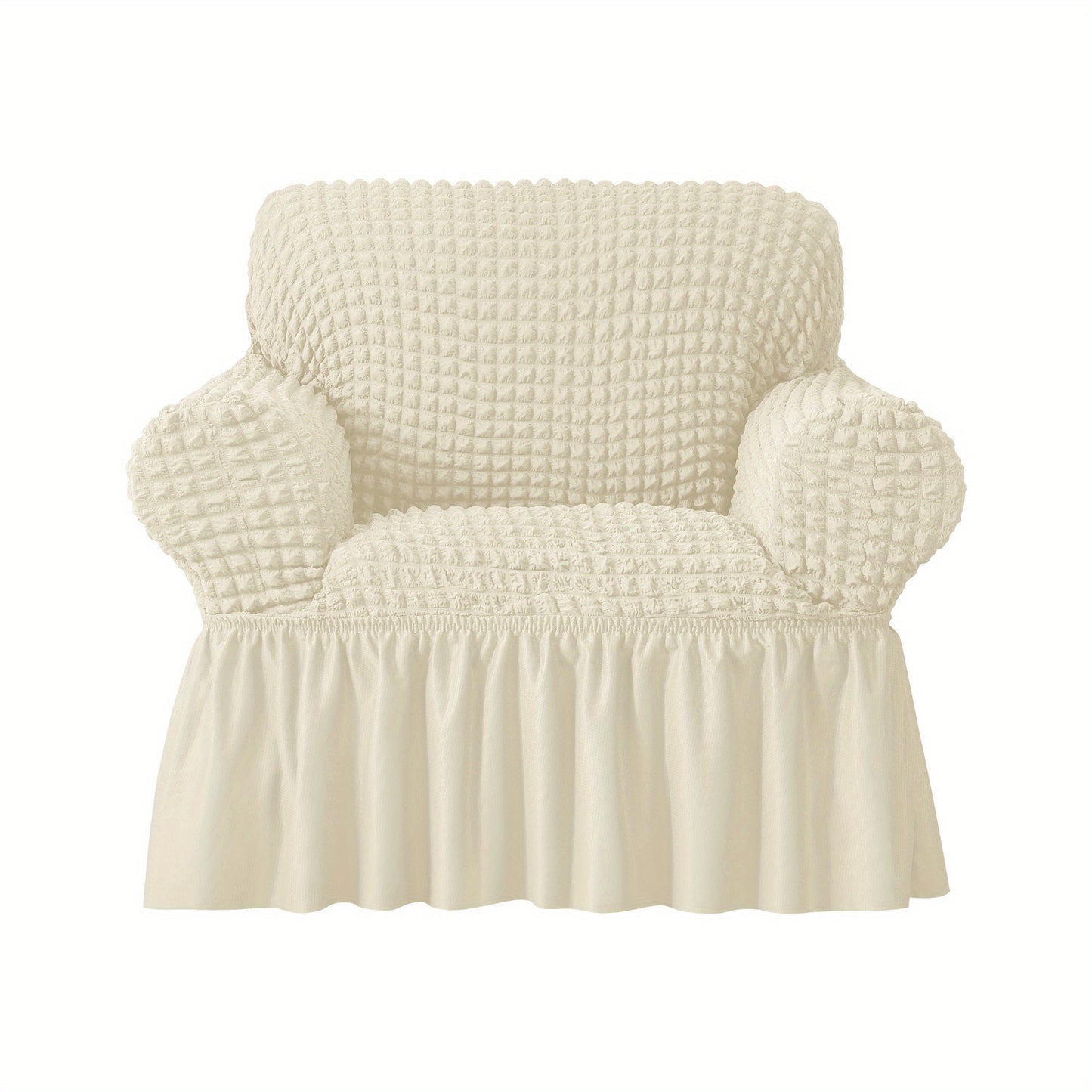 Seersucker sofa slipcover with skirt, non-slip, for home decor protection.