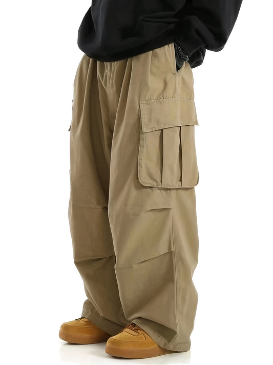 Men's super loose long pants with multiple pockets and drawstring waist.