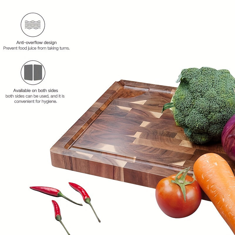 Durable Acacia Wood Cutting Board with Juice Groove - Premium Quality, Mold-Resistant Kitchen Chopping Block for Fruits and Vegetables