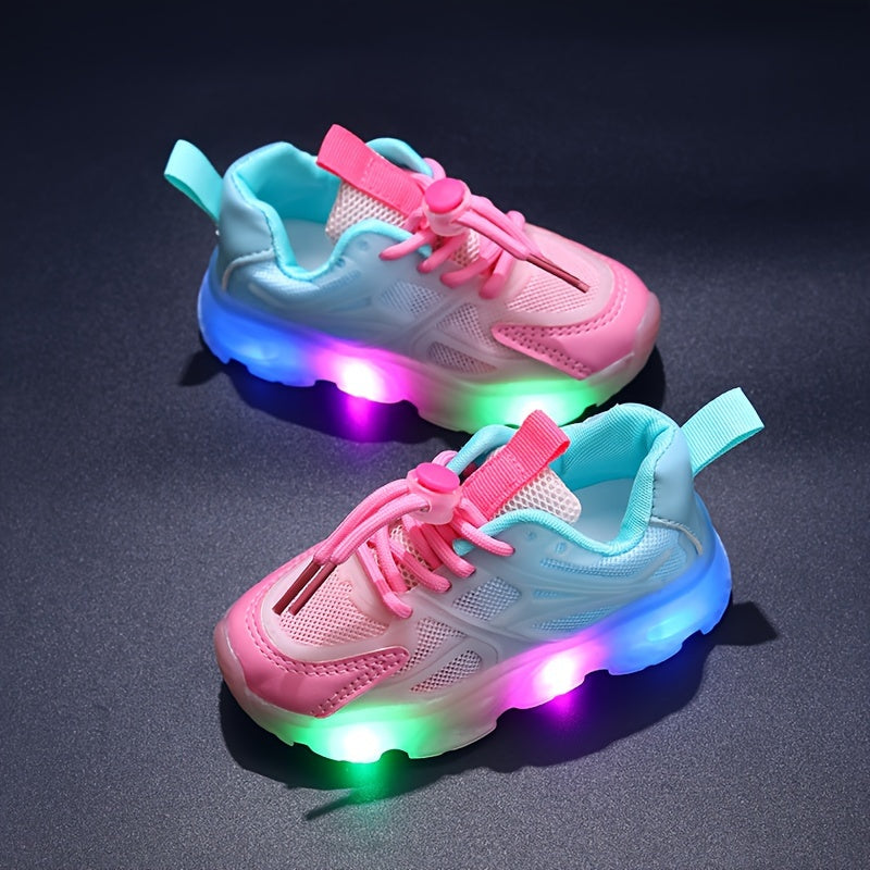 MGO Kids 2023 Summer Racing Flats with LED lights and glitter embellishments. Suitable for ages 14 and under.