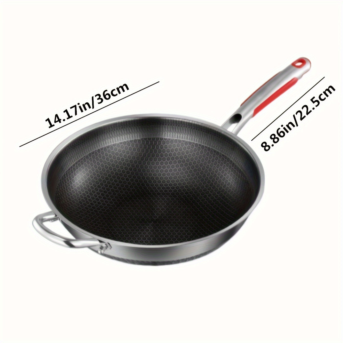 Stainless Steel Frying Pan with Lid and Handle - Perfect for Induction Cooker, Gas Stove, and Camping - Non-Stick Pan for Cooking Fish, Eggs, and Steak - Available in 32cm, 34cm, and 36cm Sizes