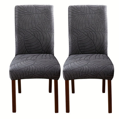 2/4pcs Leaf Jacquard Chair Covers, suitable for various chair sizes. Easy to install, non-slip, and provides protection for chairs in living rooms and kitchens.