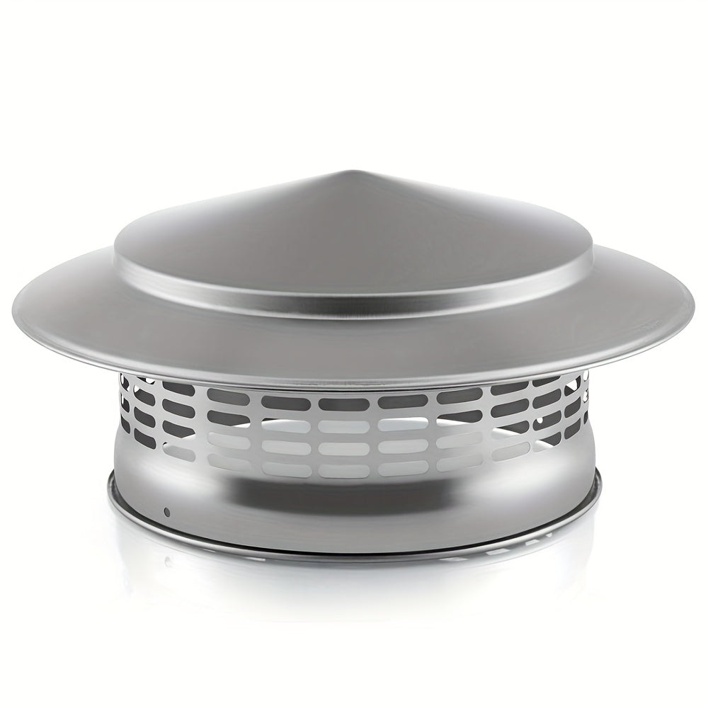 Protect your outdoor flue with this Stainless Steel Chimney Cap. Measuring at 20.32 cm round with a mesh screen, this 304 Vent Pipe Rain Cover has a 19.99 cm inner diameter to ensure protection from rain and other outdoor elements.