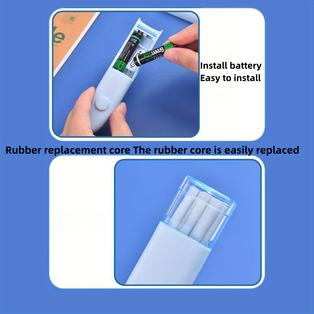 1 electric eraser with 10 spare cartridges for students and art students, battery-free, leaves no traces