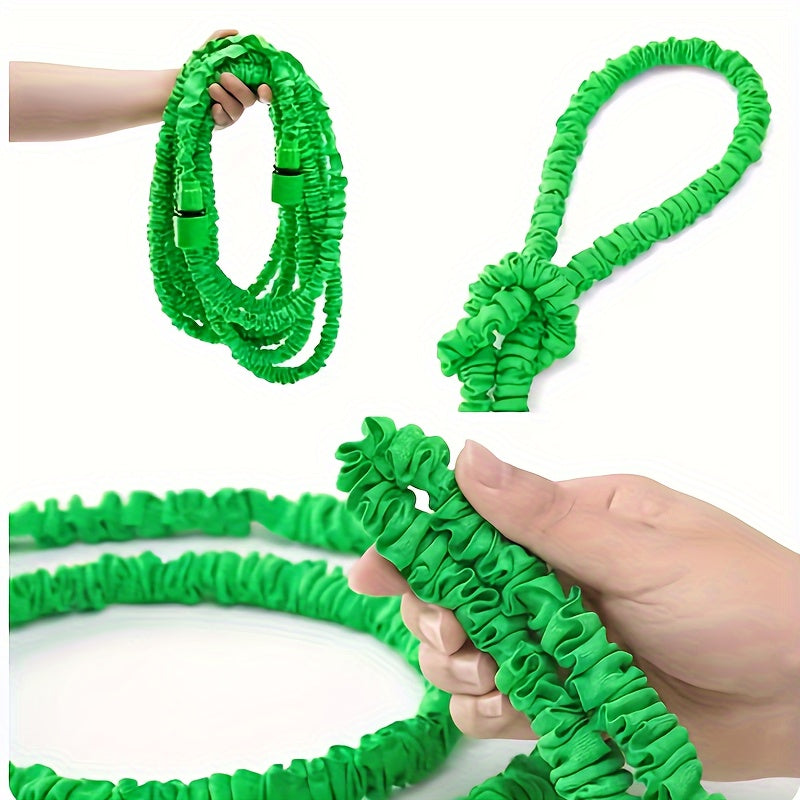 Durable and versatile, this expandable magic garden hose features a high-pressure, leak-proof and tangle-free design, perfect for car washes and watering needs. Comes with a multi-function