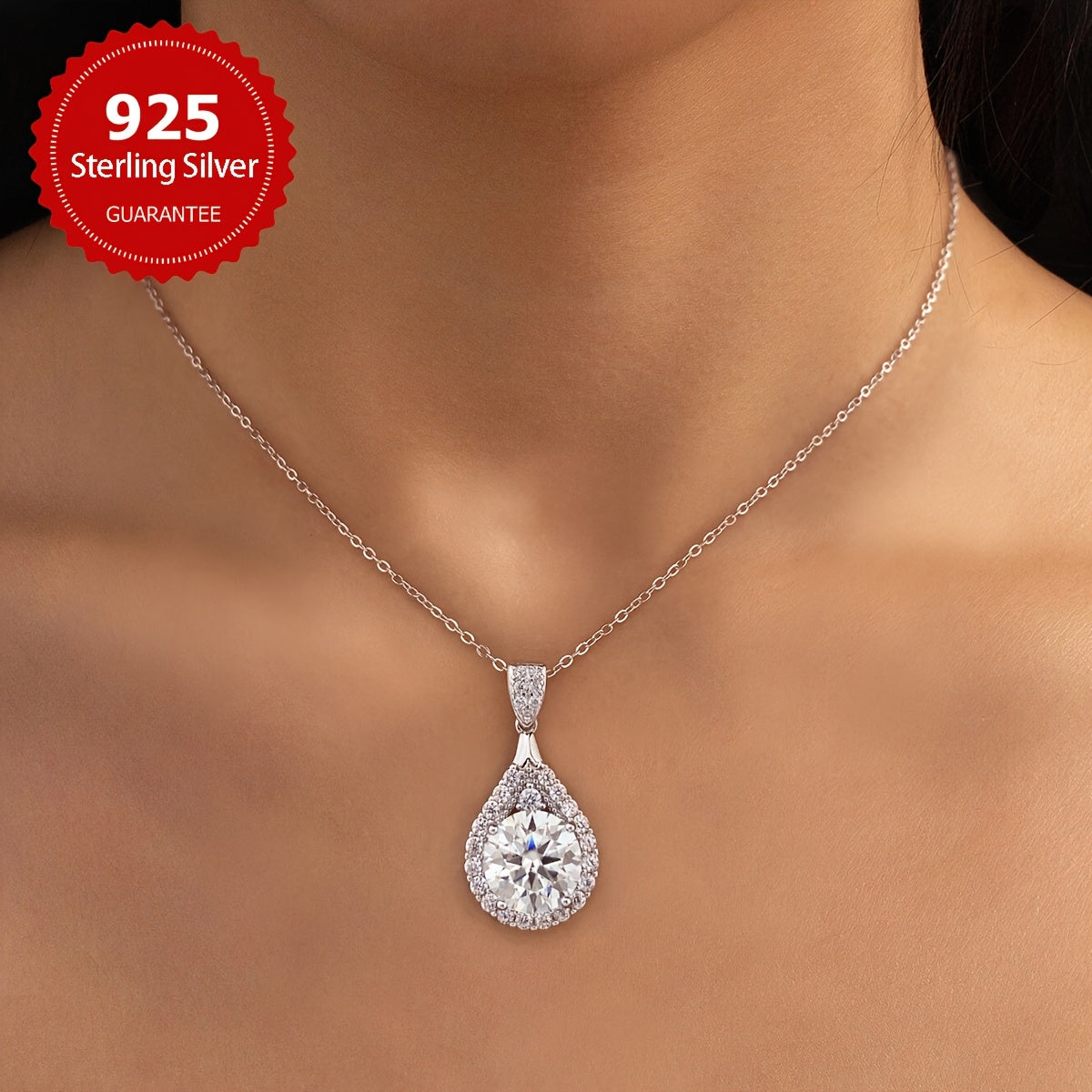 This luxurious 5CT Moissanite Necklace is set in 925 Sterling Silver and is perfect as a Promise Necklace, Wedding Necklace, or Valentine's Day gift. This Noble Luxury Lady Bridal Jewelry is the best gift for your loved one. Featuring a stunning 5 Carat