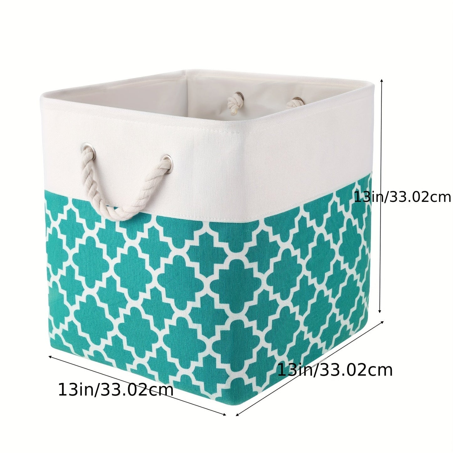 Set of three large rectangular fabric storage baskets featuring handles for easy organizing. Perfect for storing toys, clothes, and other items in your closet, home, or office. These classic style bins are durable and foldable for convenient storage when