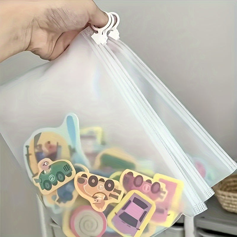 20 large frosted transparent ziplock bags for portable, waterproof, and multi-purpose storage of daily essentials. Zipper pouch bags made of plastic material.