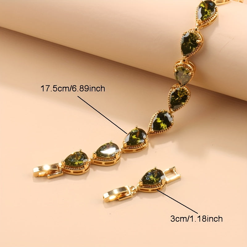 Exquisite 5-Piece Teardrop Jewelry Set including Earrings, Necklace, Pendant, and Ring - Crafted with Synthetic Stones, 18K Gold Plated Copper adorned with Zirconia - Ideal for Everyday Wear and Special Occasions like Weddings, Thanksgiving - A