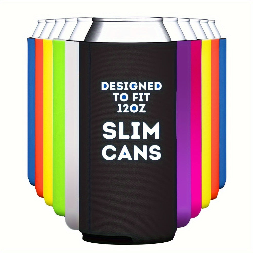 Set of 12 Slim Can Cooler Sleeves, Neoprene Blank Sleeves for 12oz Beer Skinny Cans, Sublimation Slim Can Cooler for Beer, Soda, Water Bottles. Great for Bulk DIY Projects, Parties, Weddings - Black