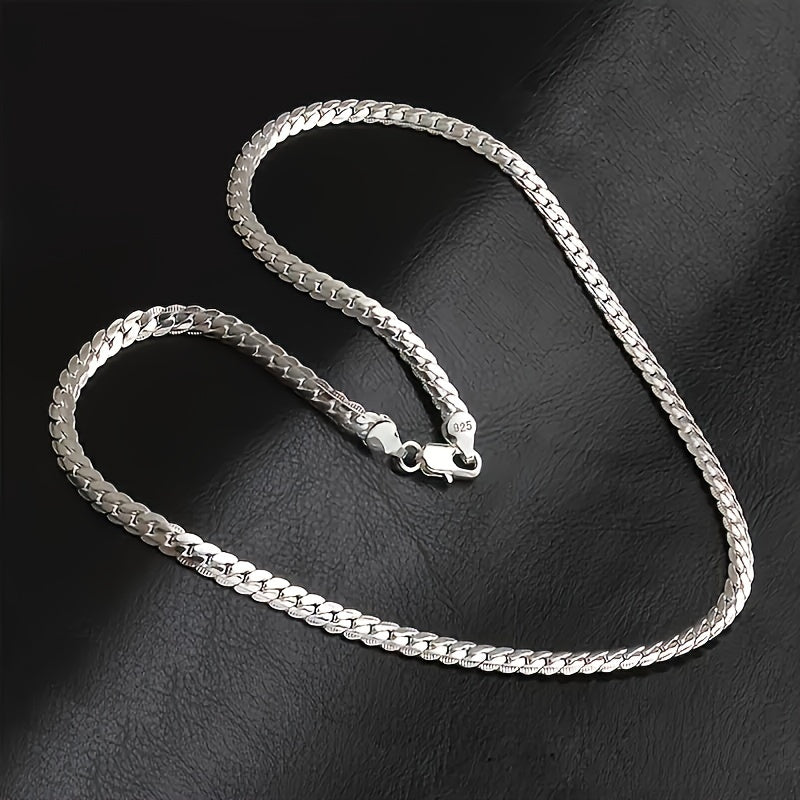 Sterling silver luxury necklace chain, 50cm/20in, for women and men. Perfect for weddings, engagements, and fashion.