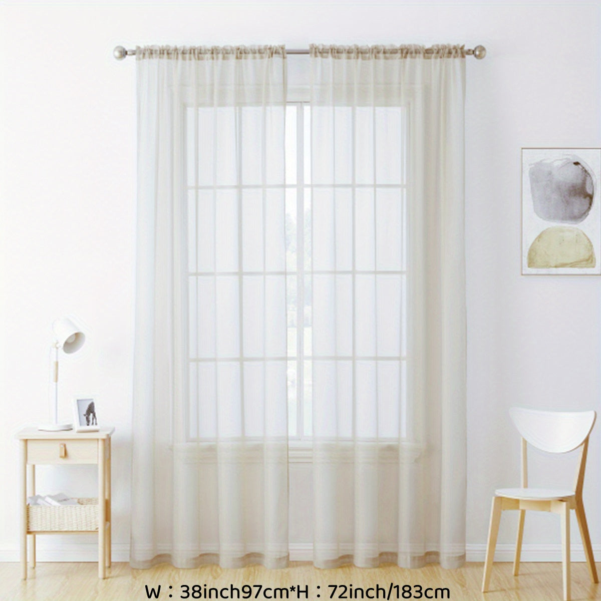 Enhance your decor with these elegant sheer voile curtain panels. Made of semi-transparent polyester, they feature a rod pocket design for easy hanging in your kitchen, bedroom, or living room. Create a romantic ambiance with these beautiful curtains.