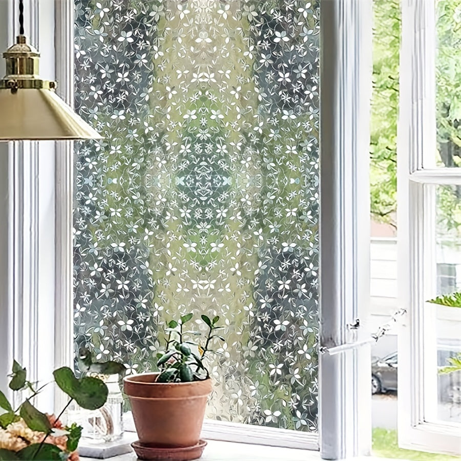 Transform your bathroom and toilet floor-to-ceiling windows with a roll of self-adhesive PVC glass static window film. This waterproof and moisture-proof film is UV-resistant and comes in a transparent and opaque design, perfect for adding a stylish