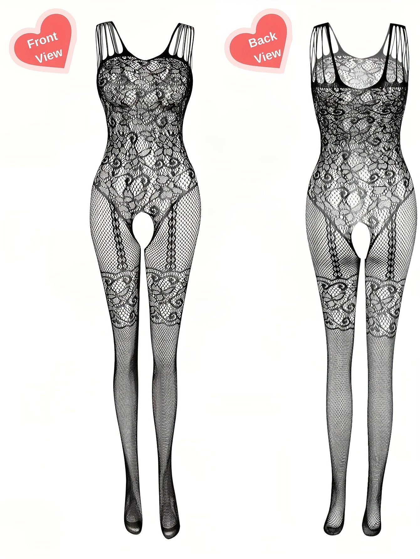 Fashionable 4-piece bodystocking set for women, without lingerie or underpants.