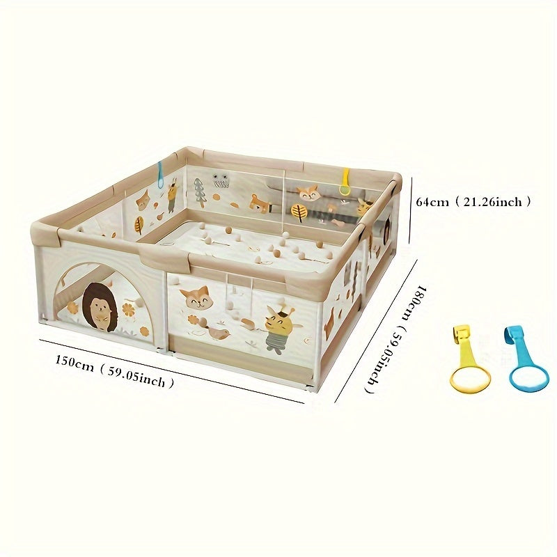 Little Hedgehog Pattern Playpen: Indoor and Outdoor Activity Center with Gate and Non-Slip Base