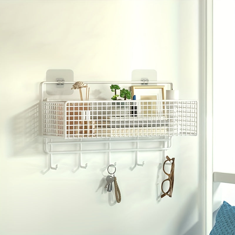 Iron Wall Shelf with Space-Saving Design - Large Storage Capacity, Simple Installation, Waterproof with Drainage System for Bathroom and Kitchen