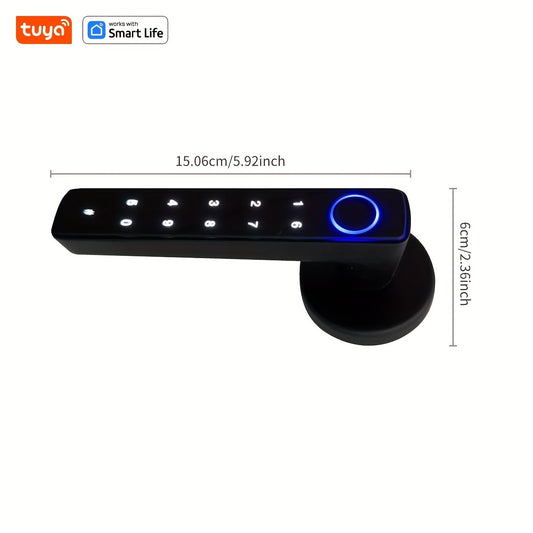 Black Wireless Smart Fingerprint Password Door Lock with US Standard, offers 4 unlocking methods - fingerprint, password, key, and wireless app. Stores up to 100 passwords, can be unlocked