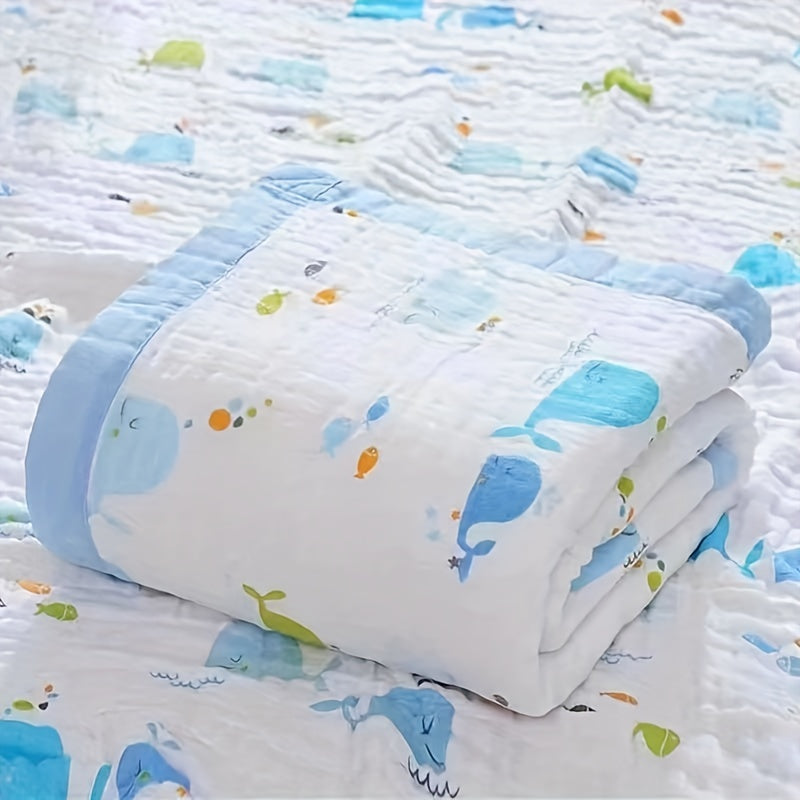 Cute Print Cotton Blanket made of six layers of high-density cotton gauze, perfect for use as a lunch blanket or for a cozy nap on the sofa or office bed. This skin-friendly blanket is a must-have for ultimate comfort.