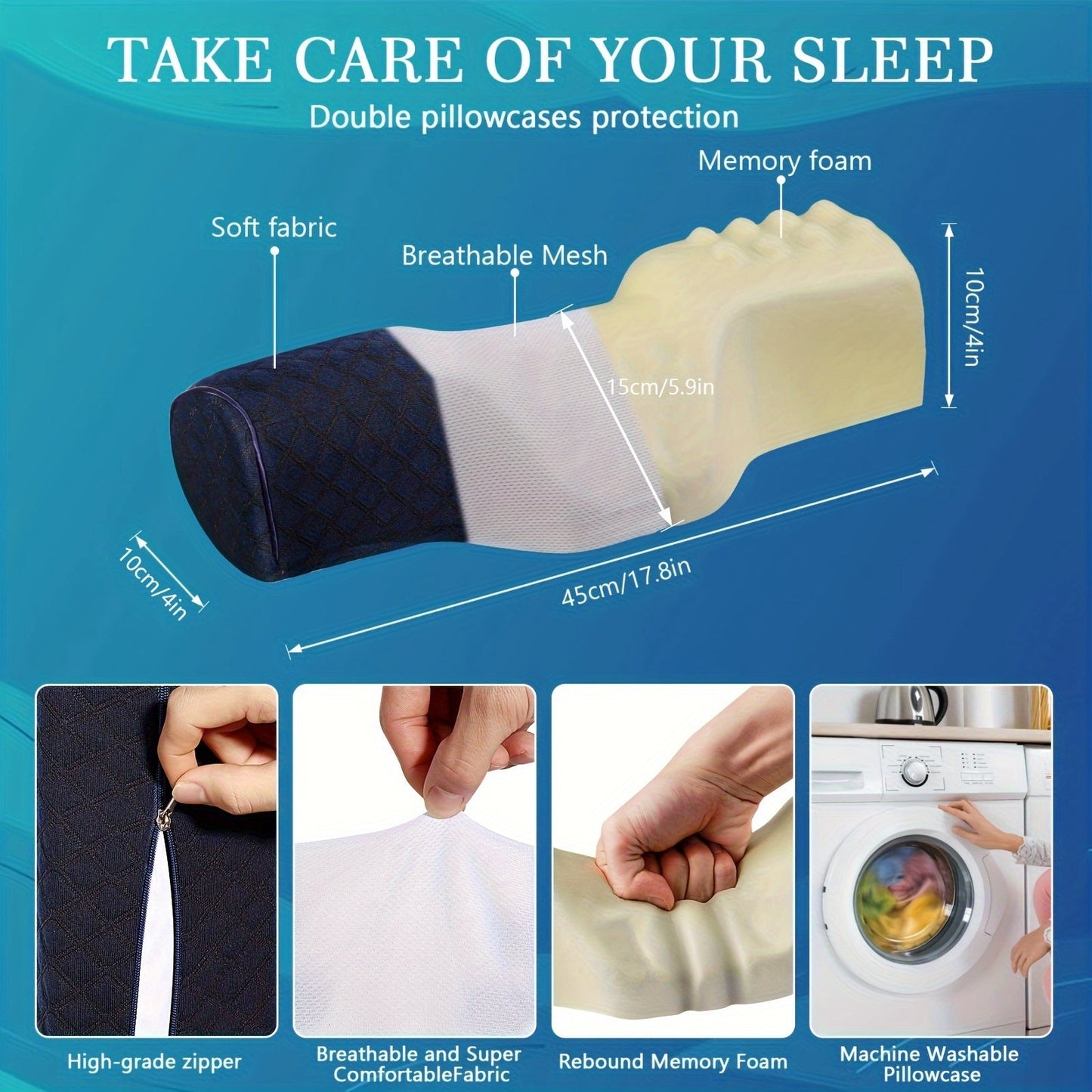 Memory Foam Cervical Pillow for Neck Relaxation - Ergonomic Orthopedic Support for Side, Back, and Stomach Sleepers with Breathable Pillowcase - Great for Home or Travel