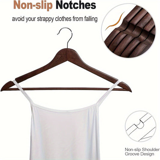 20/10 Wooden Hangers Set - Durable Suit Hangers with Rotatable Hooks - Heavy Duty Coat Hangers for Clothes, Jackets, Shirts, Tank Tops, Dresses