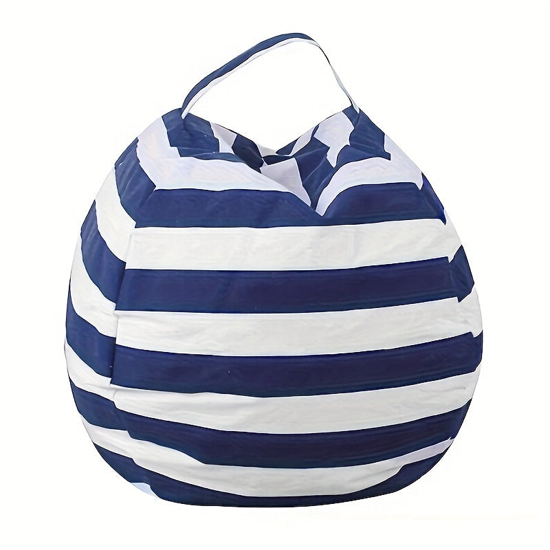 Bean bag chair cover with stripes in a 1-pack, designed for kids. Can fit multiple sizes of stuffed animals and has a zipper for easy access. Doubles as a portable quilt organizer and creative floor cushion sofa for children.