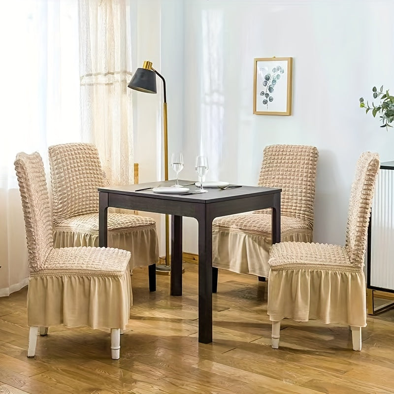 4 universal stretch chair covers with skirt, durable and washable, easy to fit and protect furniture