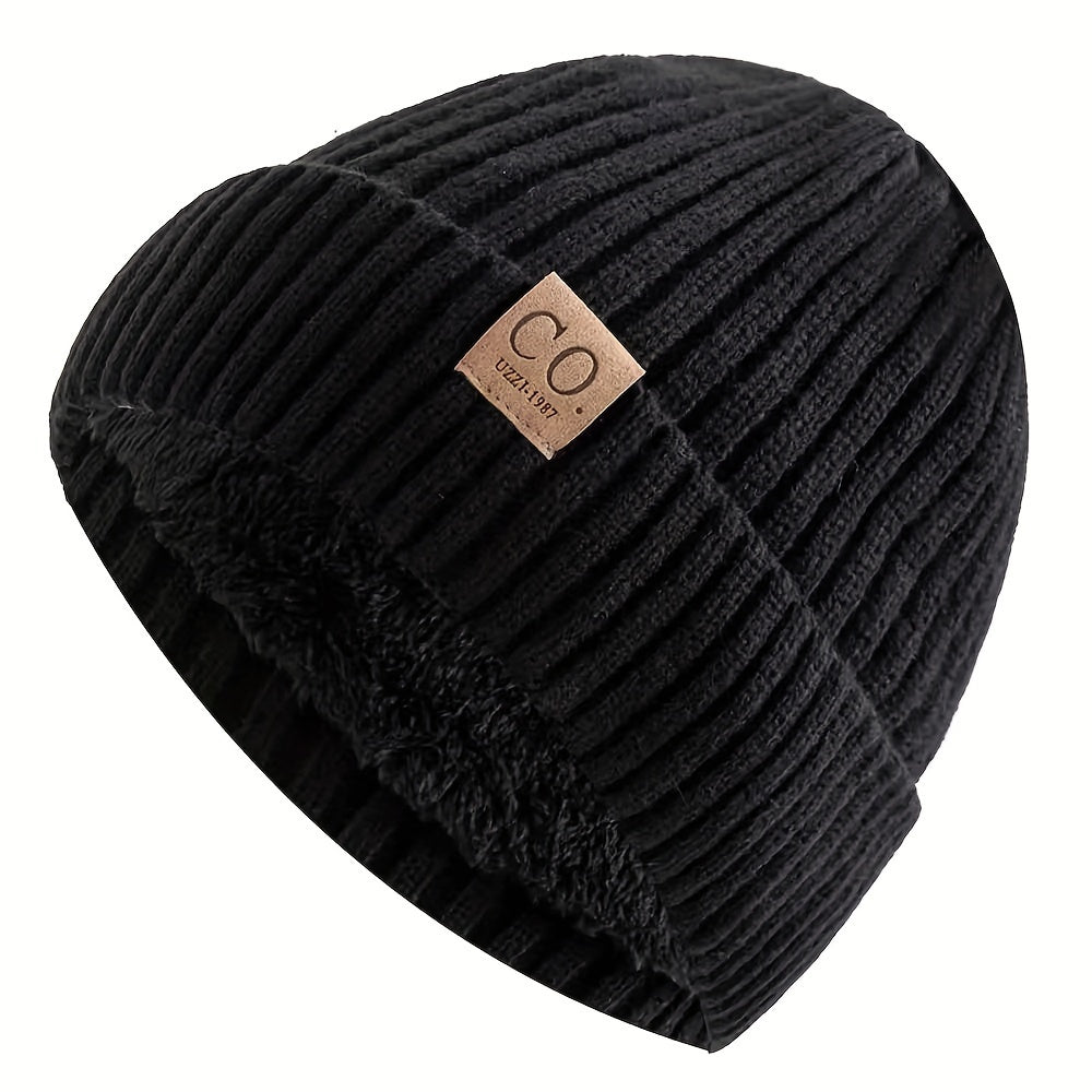 Stay Warm Together with a Stylish Color Block Winter Beanie - Thick Fleece-Lined, Windproof & Ear-Warming Knit Hat for Couples