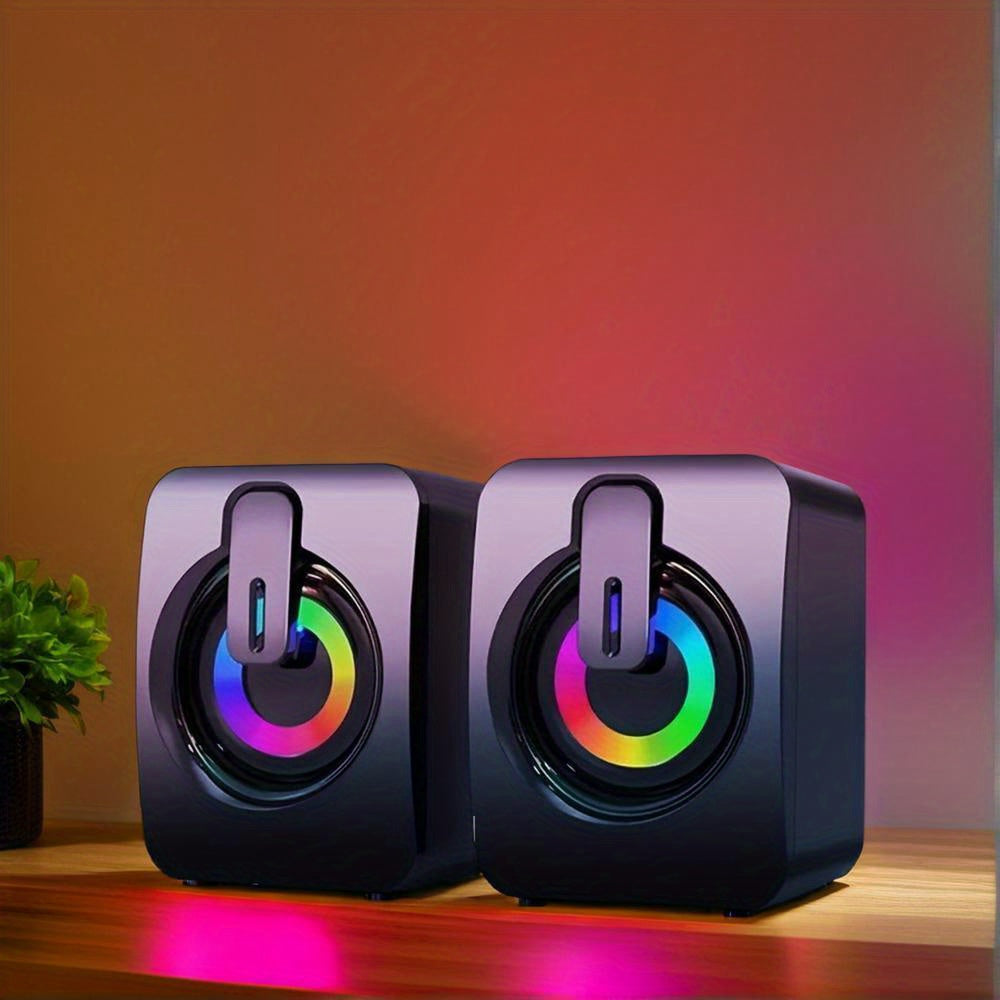 USB wired computer speaker with LED light for home office desktop gaming.