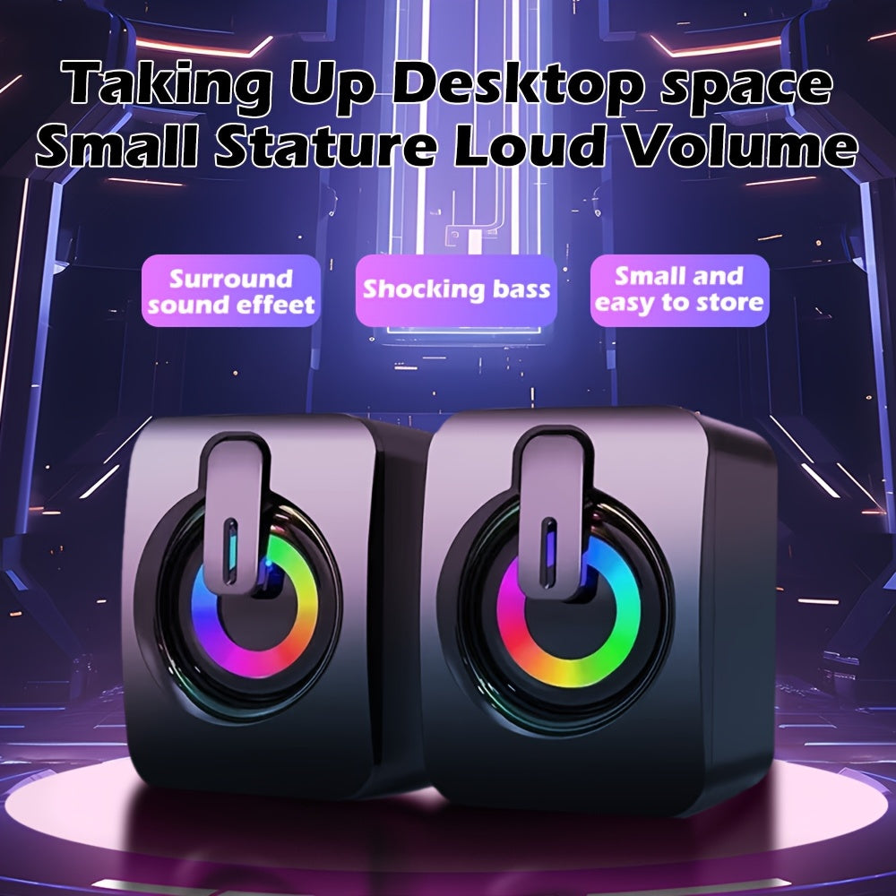 USB wired computer speaker with LED light for home office desktop gaming.