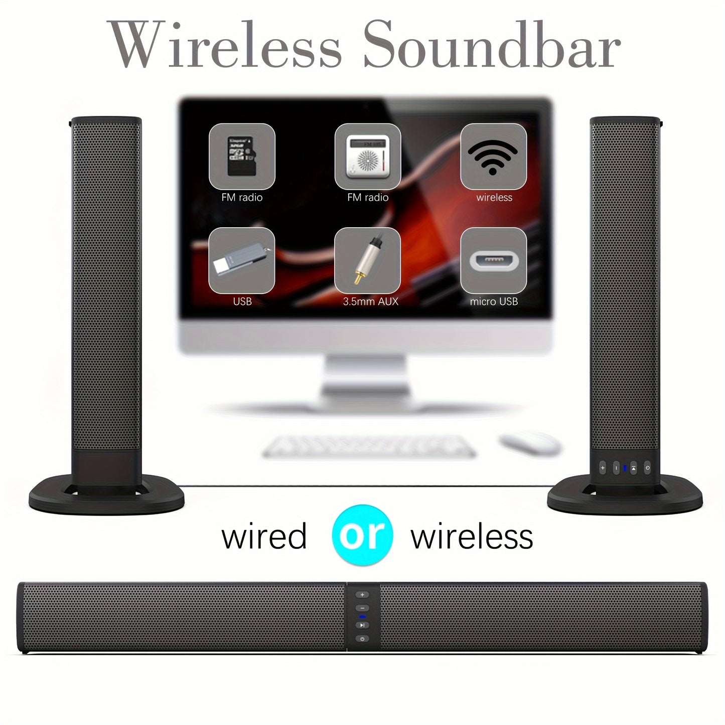 20W 3D Home Theater Computer Stereo Surround Wireless Speakers that can also be used as TV speakers for computers - Ideal gift for any occasion, perfect for summer parties.