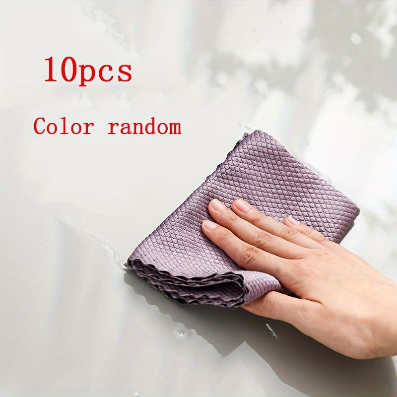 Get 10 pieces of Microfiber Cleaning Cloths for a streak-free cleaning experience. These reusable cloths are perfect for cleaning windows, cars, kitchens, and bathrooms. They are soft, absorbent, and hygienic, making them a must-have for any cleaning