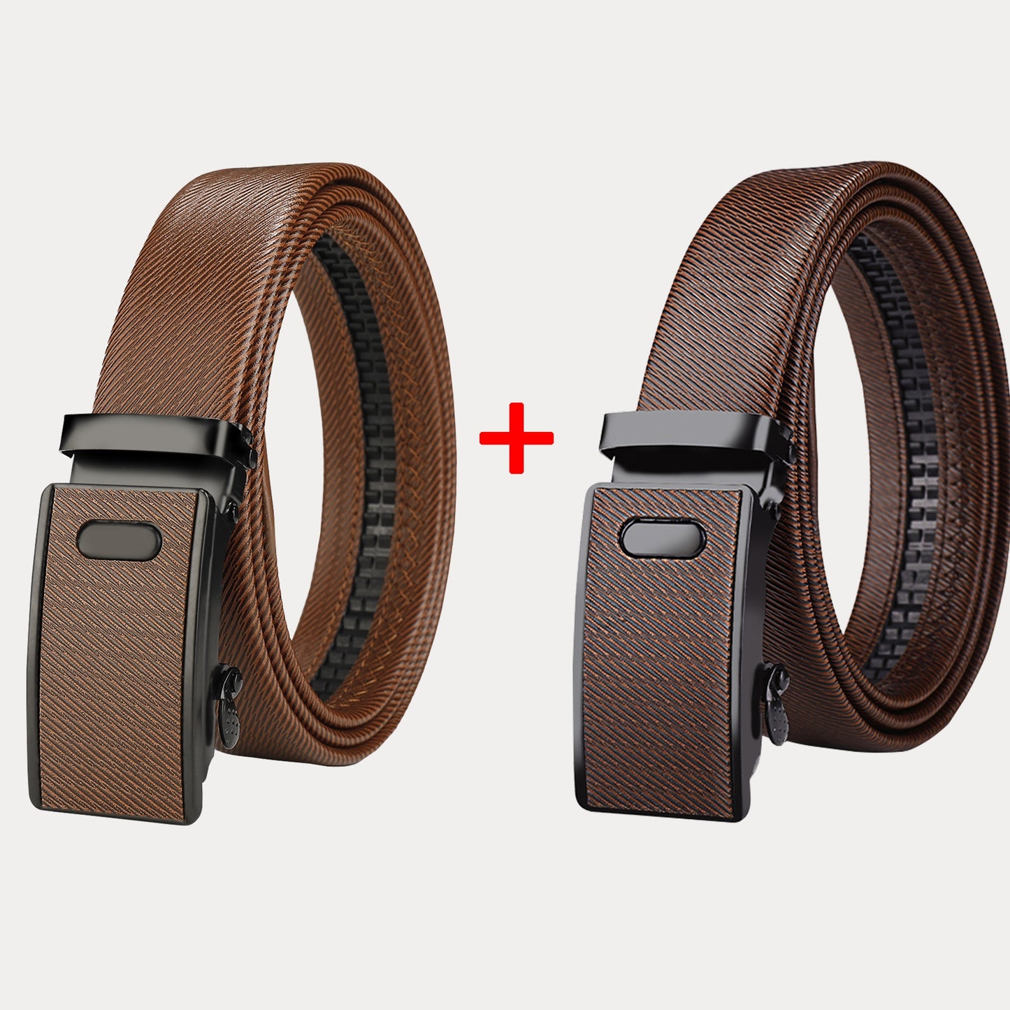 Two packs of men's belts with automatic buckle in Korean style, suitable for middle-aged and young businessmen.