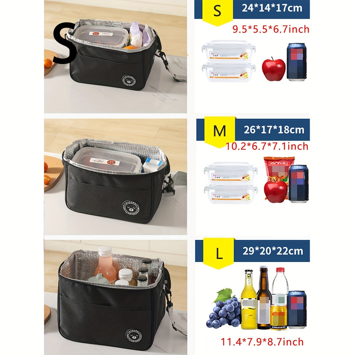 Large capacity leakproof insulated lunch bag with cute animal theme design made of Oxford cloth with aluminum foil lining. This portable, hand washable square lunch tote is perfect for students, office workers, travel, and picnic.