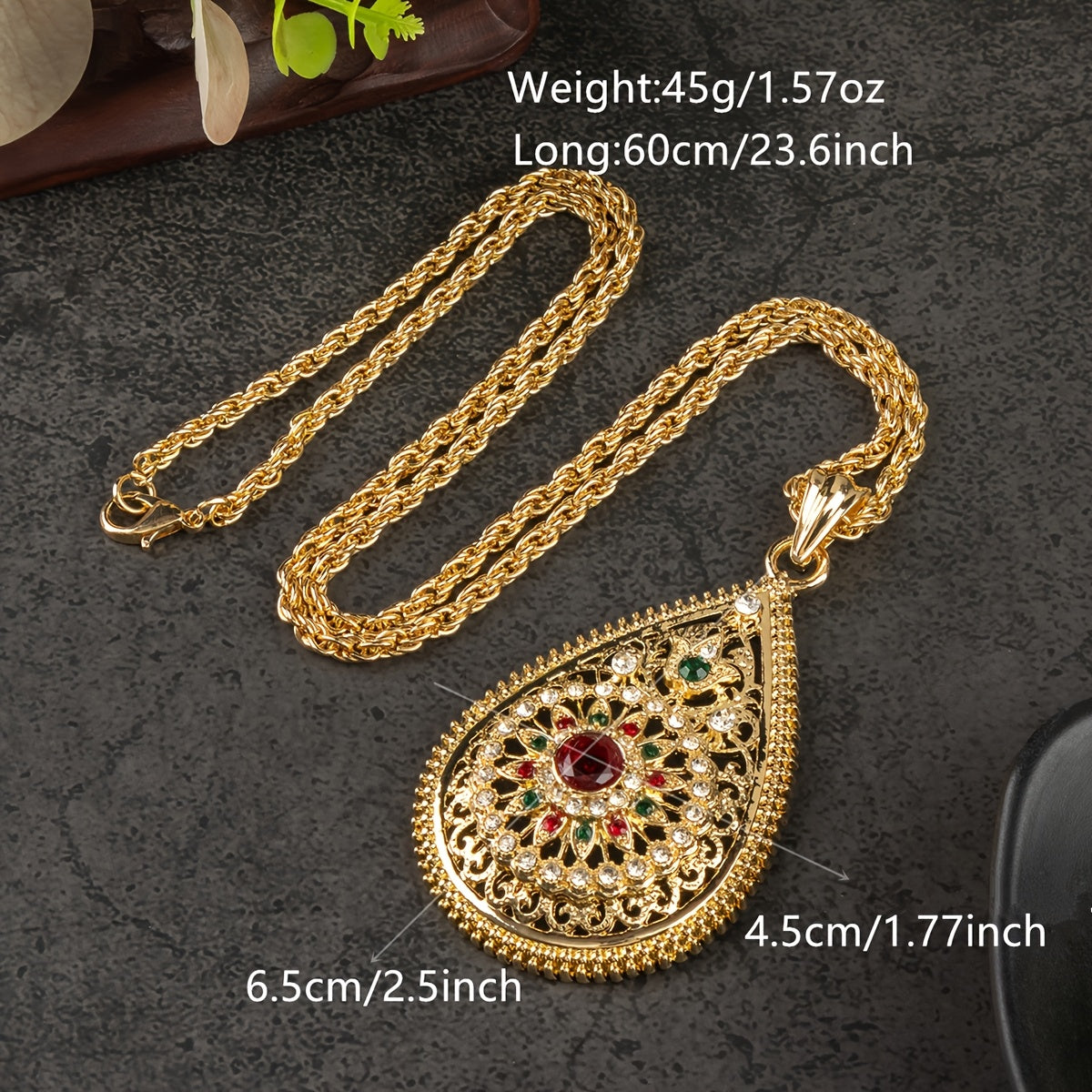 Stylish Antique Moroccan-Inspired Pendant Necklace featuring Intricate Hollow Carved Design, Crafted from Gold-Plated Zinc Alloy - Ideal for Weddings, Special Events & Everyday Wear