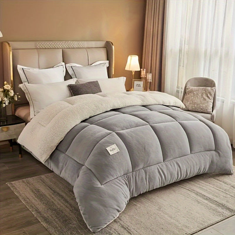 Contemporary Reversible Plaid Comforter - All-Season Quilted Duvet Insert with Box Stitch, Made of Ultra Soft Milk Velvet Fabric and Medium Weight Polyester Fill. This Multipurpose Comforter is Machine Washable and Comes in 9 Sizes. Perfect for a