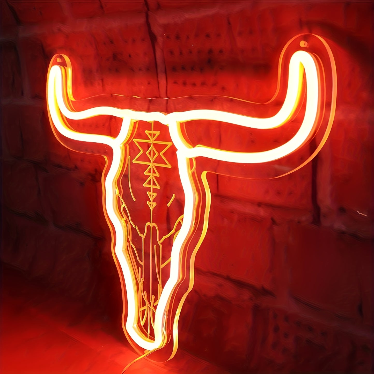 1pc Texas Western Bull Skull LED Neon Sign for Bedroom, Man Cave, or Game Room.