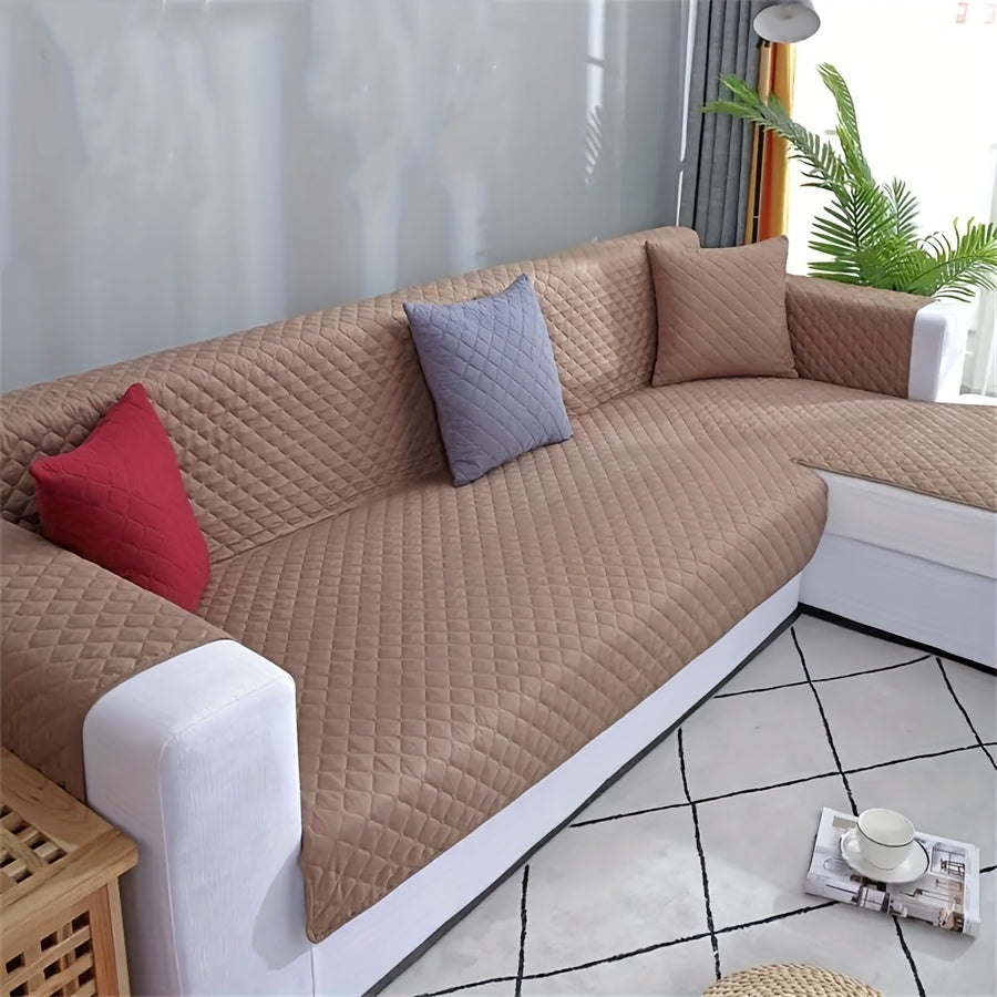 Waterproof, reversible L-shaped sofa slipcover for pets, ideal for home decor.