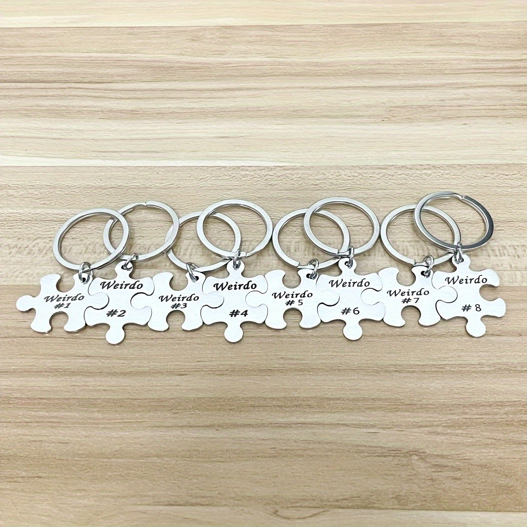 Set of 5, 6, 7, 8, 9, or 10 Engraved Best Friends Keychains - Made of Stainless Steel with Puzzle Design. Ideal for Graduation, Christmas, or any occasion to show appreciation to your BFFs or family. A symbol of enduring friendship that is suitable for