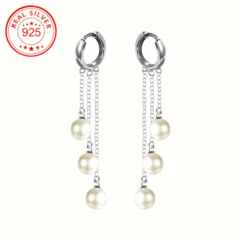 One pair of women's fashion earrings featuring stylish tassel line and multi-shell bead inlay, crafted from S925 silver weighing 3.6g. Perfect for Christmas gifts, weddings, banquets, and as a luxurious addition to any outfit. Comes in a beautiful gift