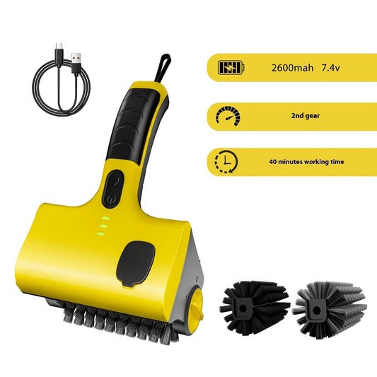 Wireless electric grill cleaning brush with replaceable brush head, suitable for household kitchen tile cleaning.