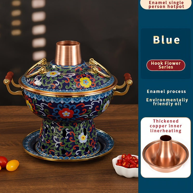 Single serving Enamel-Coated Purple Copper Hot Pot, dishwasher safe and ideal for both home and restaurant use.