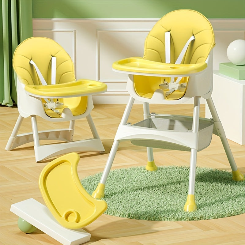 The Cochildor 3-in-1 Convertible High Chair is a versatile option for your baby, featuring a PU leather baby booster seat that can be adjusted to accommodate toddlers. This adjustable toddler dining chair comes with a tray, safety harness, and is