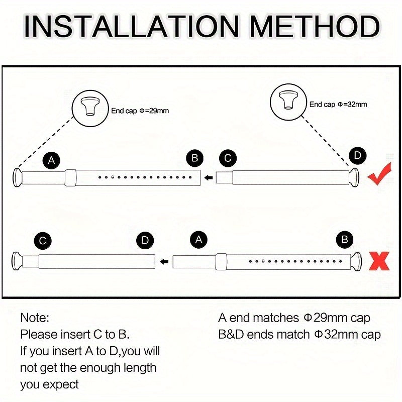 Регулируемая металлическая штанга для занавесок повышенной прочности с функцией легкой установки без сверления - идеально подходит для душа, перегородки и декора окон.