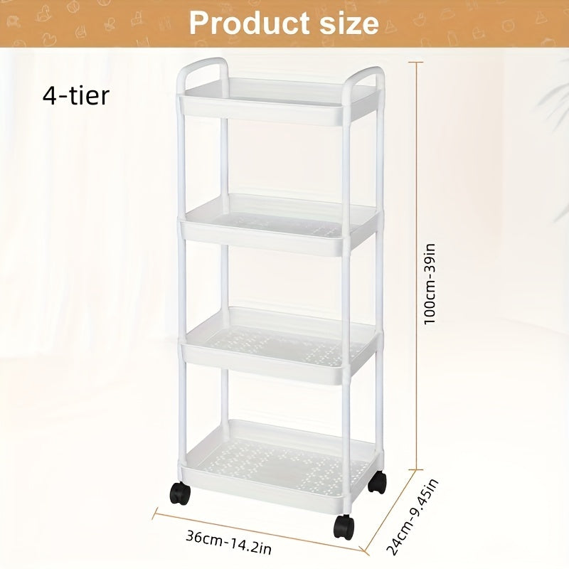 Easily organize your home with the Simple Houseware Heavy Duty Rolling Utility Cart. Available in white or black and with your choice of 3, 4, or 5 tiers, this durable plastic organizer features wheels for convenient maneuverability. Perfect for kitchen