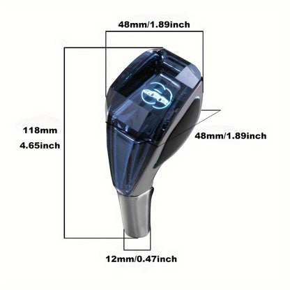 Universal LED crystal gear shift knob, non-keyed and touch-glowing, suitable for various car brands.