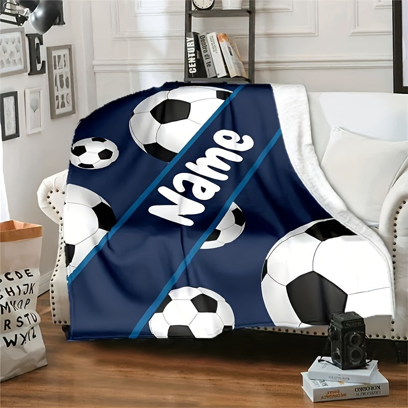 Personalized Football-Inspired Flannel Blanket with Custom Name - Ideal for Couch, Bed, On-the-Go & Workspace - Luxuriously Soft, Cozy & Warm Digital Print Throw