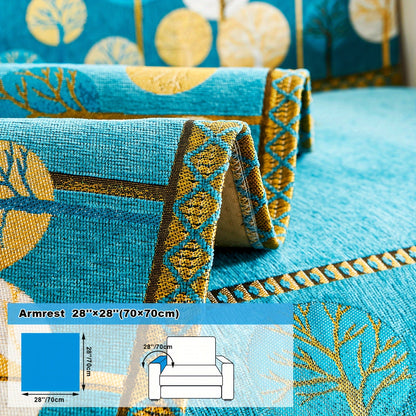 Bohemian Chenille Sofa Slipcover with Geometric Embroidery and Pet-Friendly Fabric for Home Decor.